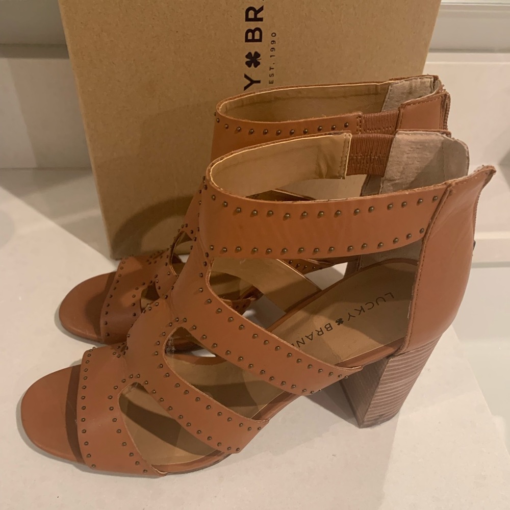 Lucky 🍀 Brand sz 10 open toe wood heel sandal